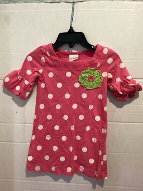 Baby Girls Circo Hot Pink Polka Dot Flower Short Sleeve Dress Size 12 Months